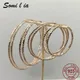 Somilia -925 Sterling Silver Round Earrings for Women Large Circle Piercing Rose Gold Hoop Earring