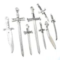 10pcs/lot Antique Silver Plated Sword Blade Charms Pedants DIY Jewelry Making Accessories for