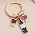 Enamel Keychain Beer Key Ring Beer Cup Red Wine Key Chain Bar Souvenir Gift For Women Men Handbag