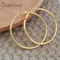 Gold Hoop Earrings 24K Yellow Gold Plated Round Big Circle Piercing Earring Set For Women