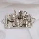 10Pcs/Set 1/12 Dollhouse Miniature Silver Metal Tea Coffee Tray Tableware Set For Dollhouse