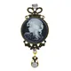 Wuli&baby Vintage Lady Head Badge Brooches For Women Rhinestone Classic Beauty Girl Figure Party