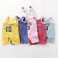 2024 Summer Baby Jumpsuit Pure Cotton Boys Girls Sleeveless Vest Romper Newborn Baby Sports Romper