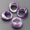 New Natural Stone Smooth Finger Engagement Amethyst Ring Luxury Jewelry Wedding Set for Women Men