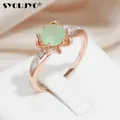 SYOUJYO Emerald Natural Zircon Flower Shape Rings For Women 585 Rose Gold Color Fine Jewelry Luxury