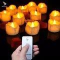 12/24Pcs Flickering LED Candles With/without Remote Electric Flameless Tealights For Valentine's Day