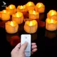 12/24Pcs Flickering LED Candles With/without Remote Electric Flameless Tealights For Valentine's Day