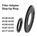 Camera lens Filter Adapter Ring Step Up Ring Metal 43 mm - 46 49 52 55 58 62 67 72 77 82 mm for UV