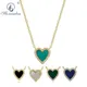 Slovecabin 925 Sterling Silver Enamel Love Cut Heart Outline Stone Pendant Necklaces 18K Gold Plated