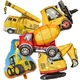 5pcs Construction Themed Balloon Carton Vehicle Balloon Excavator Forklift Crane Balloons for Boy's