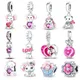 Fit Pandora 925 Original Bracelet 925 Sterling Silver Cute Pink Koala Rabbit Heart Zircon Charms