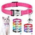 Personalized Cat Collar Reflective Nylon Dog Cats ID Collars With Bell Free Engraving for Cats Small