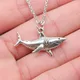Dropshipping Antique Silver Color 32x16mm Shark Pendant Necklace For Women