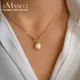 eManco Freshwater Pearl Toggle Necklace For Women Paperclip Chain Necklace Stainless Steel Long Box