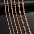 2.3mm/3mm/4mm Rose Gold Color Stainless Steel Twisted Rope Necklaces Classic Men Boy Chain 16 to 30