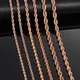 2.3mm/3mm/4mm Rose Gold Color Stainless Steel Twisted Rope Necklaces Classic Men Boy Chain 16 to 30