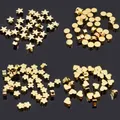 6mm Pentagram heart cross Butterfly shape Beads Metal Copper Gold Color Loose beads for Jewelry