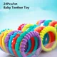 24Pcs/lot Baby Teether Toys Baby Rattle Colorful Rainbow Rings Crib Bed Stroller Hanging Decoration