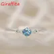 Fashion Women's Ring Finger Jewelry Natural Aquamarine Ring Europe and America Topaz Ring