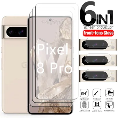 6-in-1 For Google Pixel 8 Pro Glass Google Pixel 8 Tempered Glass 9H Clear Screen Protector Google Pixel 6 7 7A 8 Pro Lens Glass