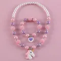 Cute Rabbit Pendant Necklace For Girls Bear Heart Beads Necklace For Children Fashion Jewelry