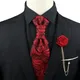 New Men's Premium Paisley Tie Brooch Set Red Black Blue Ajustable Neck Tie Luxury Classic Suit