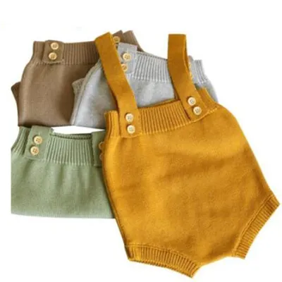 Baby Knitting Rompers Cute Overalls Newborn Baby Girls Boys Clothes Baby Girl Boy Sleeveless Romper