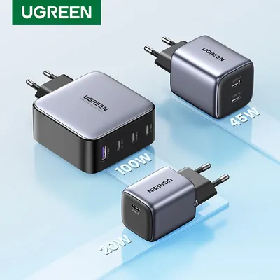 UGREEN GaN100W 65W 45W 30W 20W Fast Charger QC 4.0 3.0 USB Charger for iPhone 17 16 Pro Max Tablet Macbook Air Laptop PD Charger
