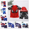 Baby Boys Swimwear Spiderman Avengers Captain America Print 3 Pcs Set Float Bathing Children Surfing