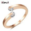 Kinel Hot 585 Rose Gold 0.25ct Rings Double Round Natural Zircon Stone Wedding Ring For Women