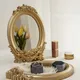 Rustic French Palace Style Carving Frame Table Mirror Gold Decorative Tray Home Decorative Mirror