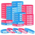 12/24Pcs Team Boy Girl Wristband Silicone Bracelets Boy or Girl Gender Reveal Party Ideas Baby