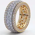 Handmade Luxury ring 925 Sterling silver 150pcs Round shape Diamond Cz Party wedding band rings For
