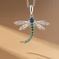Huitan Fashion Dragonfly Shaped Pendant Necklace for Women Inlaid Colorful Cubic Zirconia Exquisite