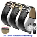 Genuine Leather Watch Strap for Cartier Tank London Solo Lychee textured cowhide Watchband Men Women