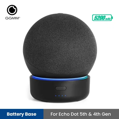 GGMM D4 Battery Base for Echo Dot 5th/4th Gen l Portable Rechargable Battery 5200mAh for Amazon
