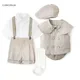 Boy Suits Cotton Baby Boys Suits 2024 Double Breasted vest short Shawl 6pcs Suit sets tuxedo Boy