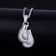 Hip Hop Crystal Boxing Gloves Portrait Necklace Pendant Charm Bling Iced Cubic Zircon Necklace Cool