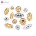 20PCS 18K Gold Color Brass Hollow Spacer Bracelet Beads Round and Oval Beads Jewelry Making Supplies