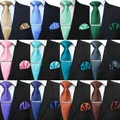 EASTEPIC 8 cm Classic Grey Twill Ties for Men in Business Suits Necktie Set Clip Handkerchief Men's