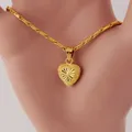 UMQ Pure 24k Gold Color Necklace Clavicle Chain for Women's Necklace Love Heart Pendant Yellow Gold