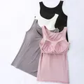 2023 Women's Vest Tops With Built In Bra Neck Vest Padded Slim Fit Tank Tops Sexy Shirts Feminino