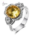 Nasiya Romantic Yellow Citrine Created Gemstone 925 Sterling Sliver Ring For Women Girls Party