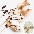 Funny Pet Cat Toys Interactive Cat Teaser with Feather 40CM Wooden Stick Mice Fish Chick Katten