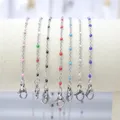 Fashion Stainless Steel Necklace Silver Color Enamel Link Cable Chain Necklace For Women Jewelry