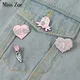 Pink Punk Enamel Pins Custom Rib Cage Skeleton Heart Hug Call Me Brooches Lapel Badges Gothic