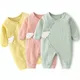 Lawadka 0-6M Spring Autumn Newborn Baby Girl Boy Romper Cotton Solid Soft Infant Jumpsuit With Wing