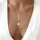 SUMENG 2024 New Bohemian Long Pendant Necklaces Lady Vintage Gold Color Star Multilayer Necklace