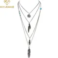 New Brand Fashion Boho Multilayer Feathers Bijoux Charm Necklaces Beads Maxi Necklace Jewelry N60