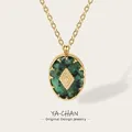 YACHAN Stainless Steel Chains Necklace for Women Turquoise Natural Stone Pendant 18K Gold Plated